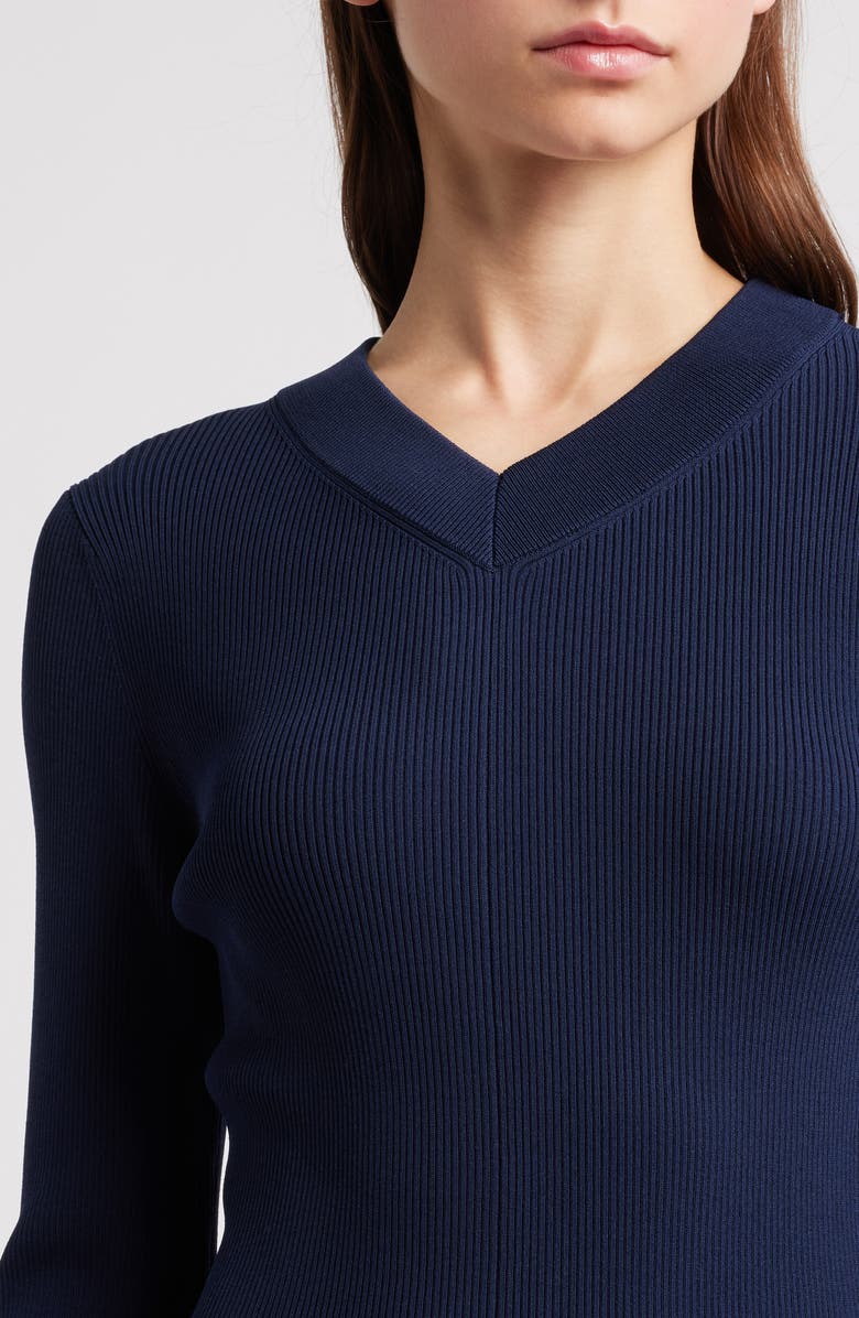 rag & bone Austen Long Sleeve Rib Sweater Dress, Alternate, color, Navy