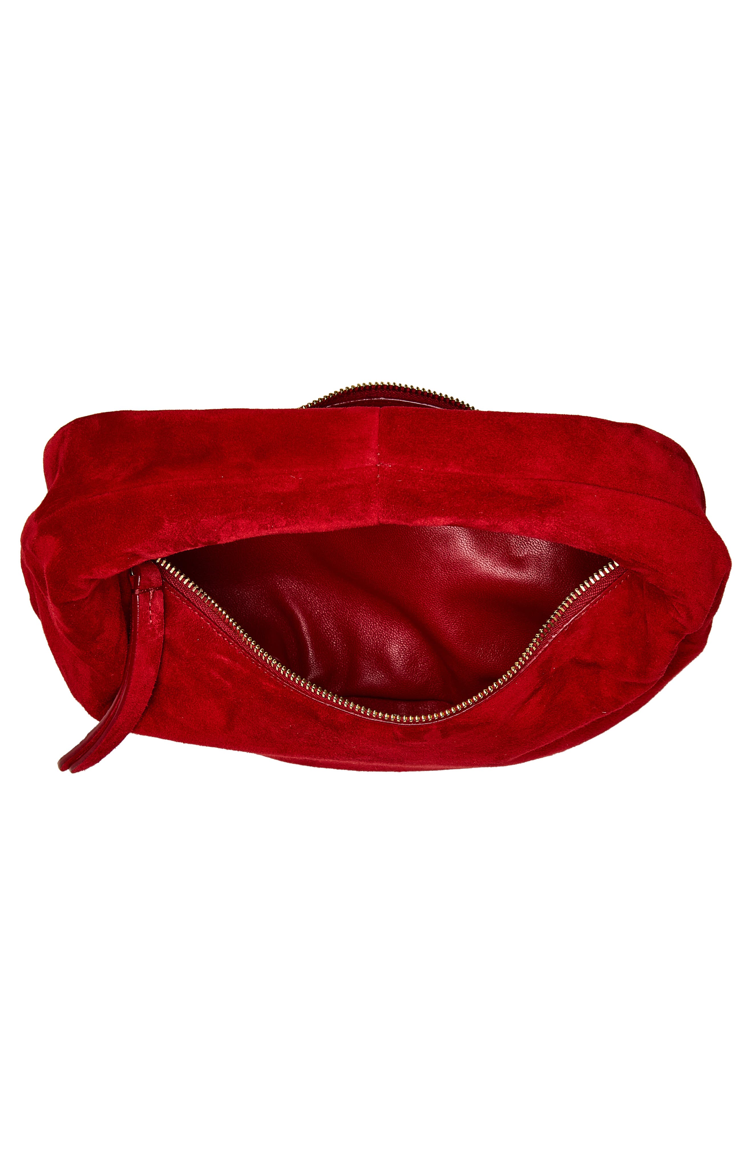 Mini Olivia Suede Hobo Bag, Alternate, color, RUBY