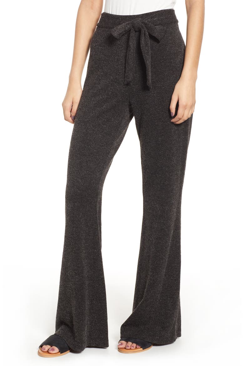 Belted Sweater Pants, Main, color, GREY DARK CHARCOAL HEATHER