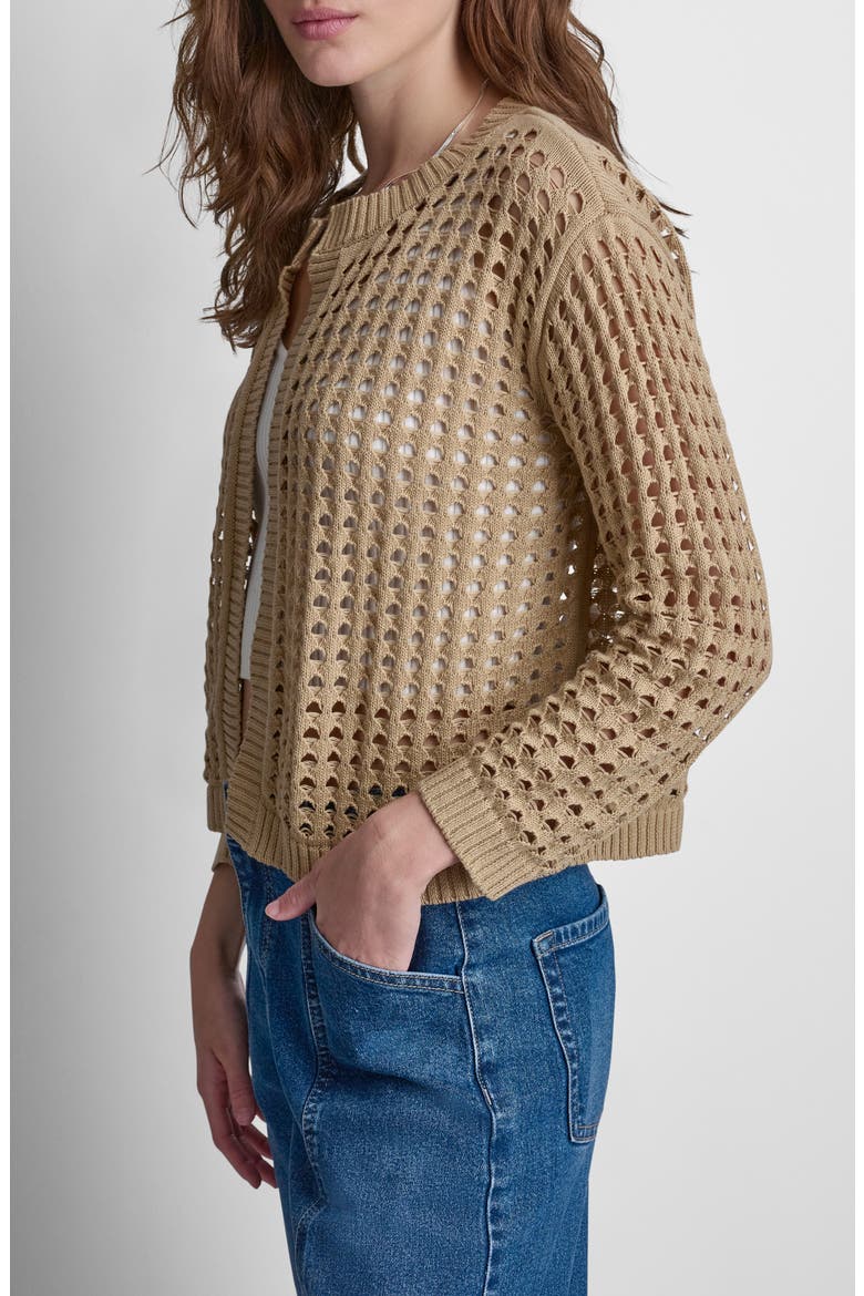 Open Stitch Cotton Cardigan, Alternate, color, TRAVERTINE