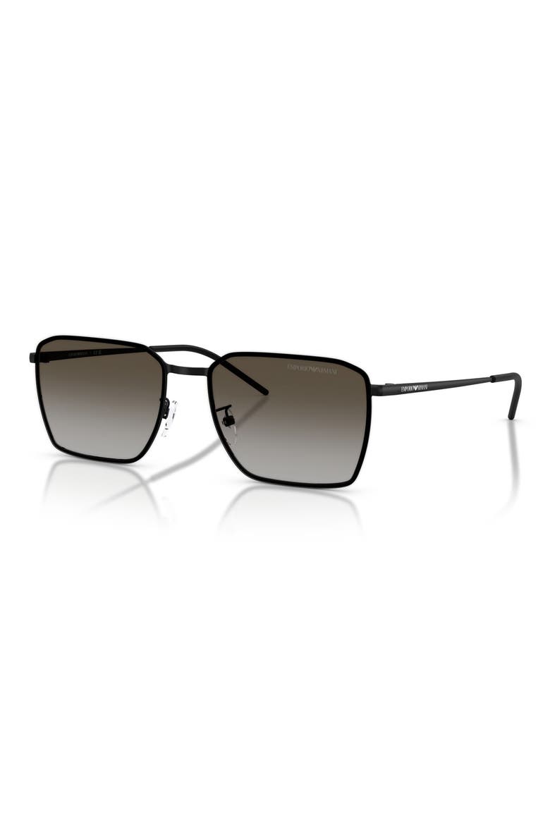 60mm Square Sunglasses, Alternate, color, MATTE BLACK / GREY BROWN