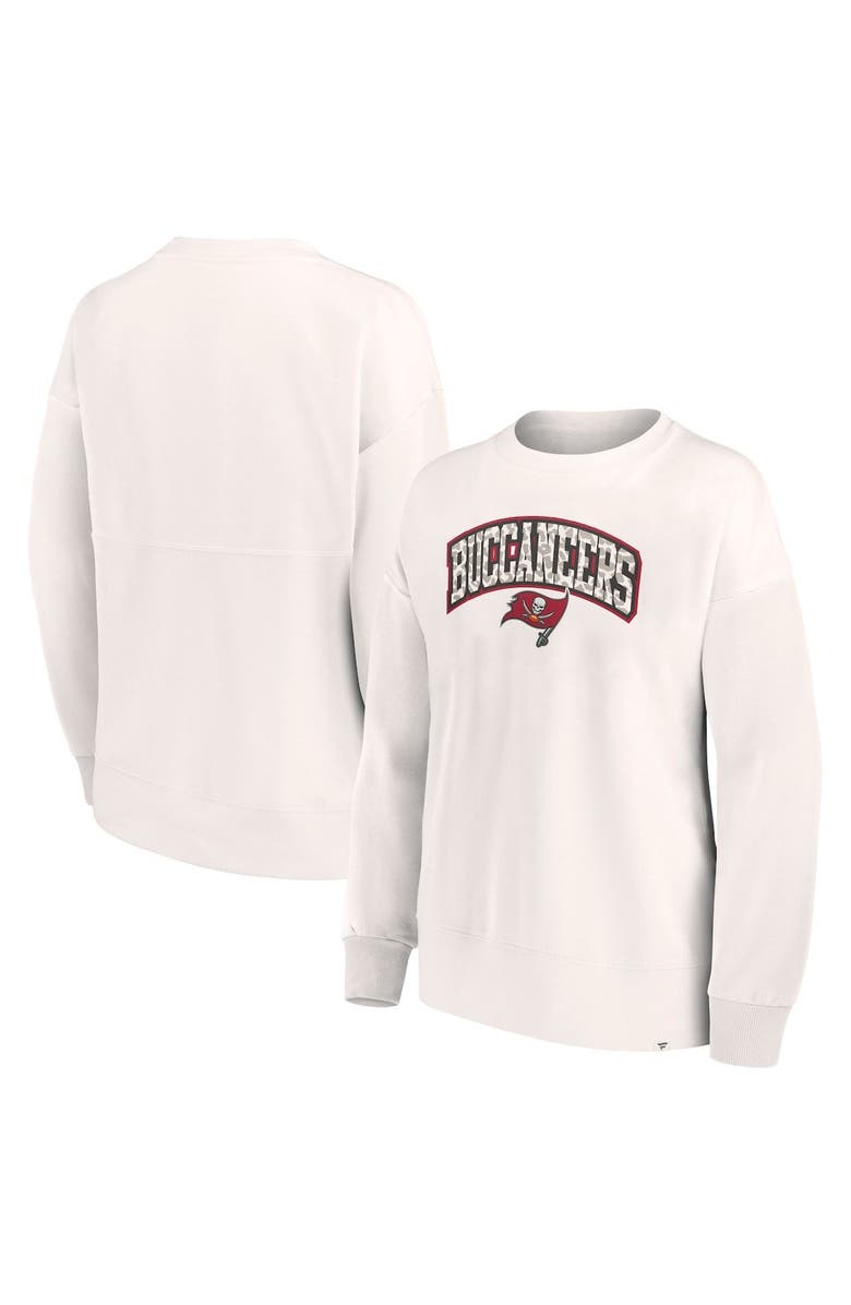 FANATICS Women's Fanatics Branded White Tampa Bay Buccaneers Leopard Team Pullover Sweatshirt, Main, color, 
