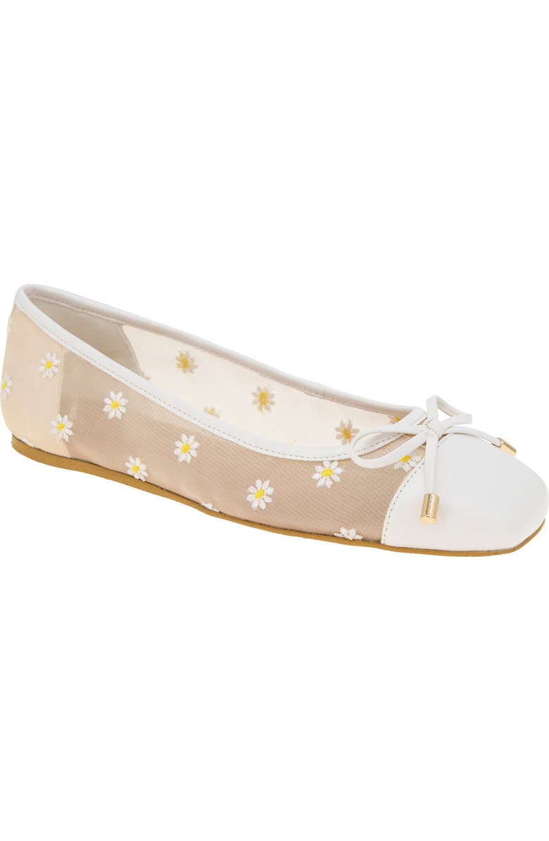BCBGeneration Hartly Cap Toe Ballet Flat, Main, color, White Daisy