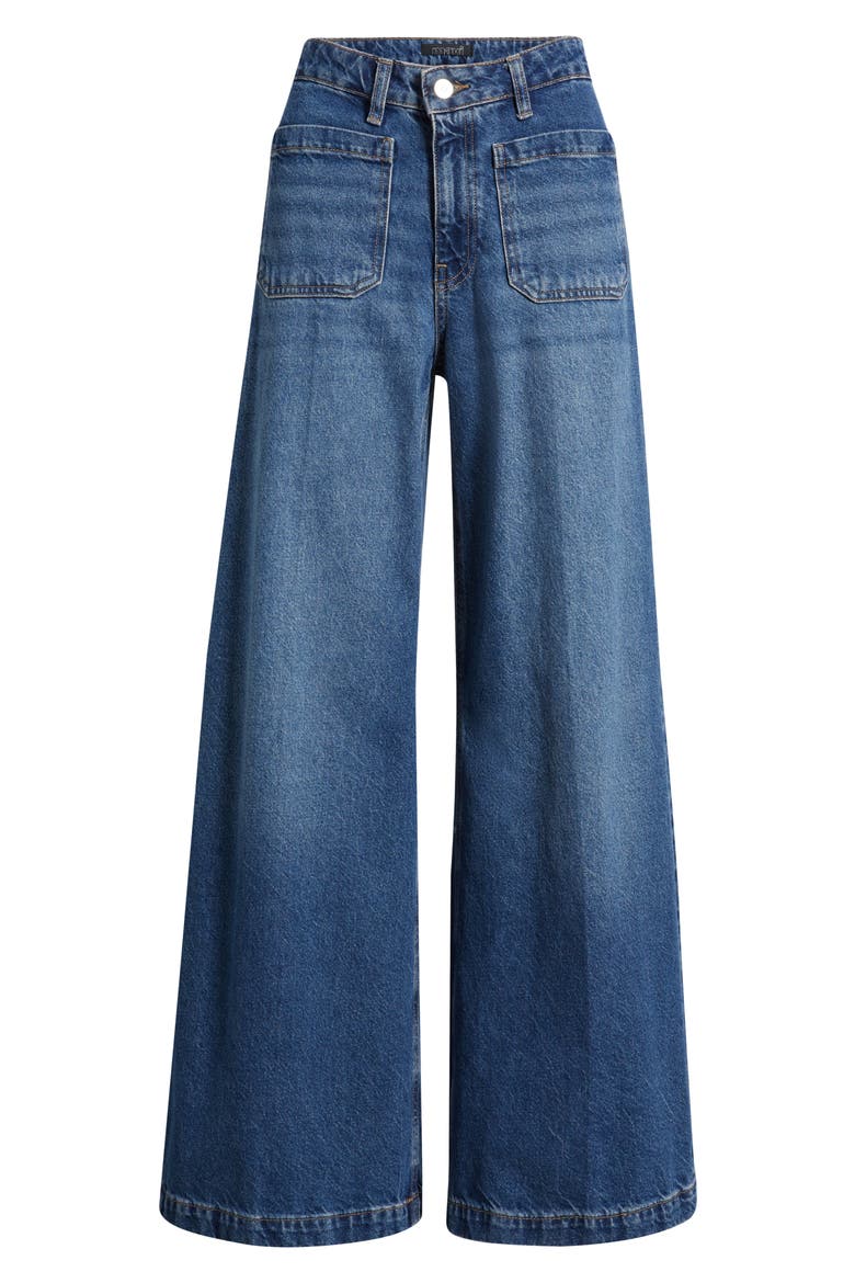 Christine Patch Pocket Wide Leg Jeans, Alternate, color, DARK BRUSHED CLASSIC