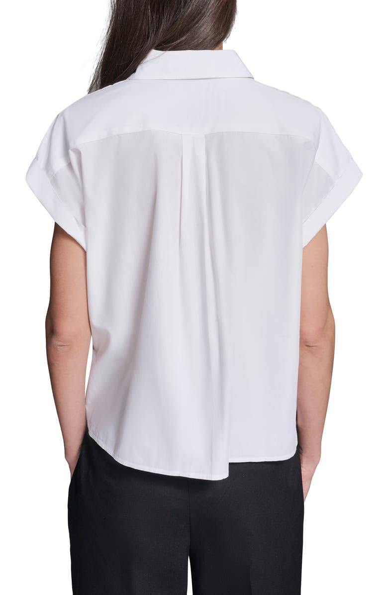 KARL LAGERFELD PARIS Button-Up Eyelet Top, Alternate, color, 