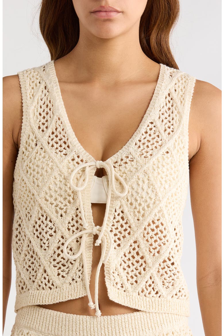 Open Stitch Cotton Blend Cover-Up Vest, Alternate, color, NATURAL