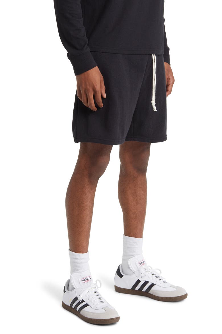 Garrett Drawstring Fleece Shorts, Alternate, color, BLACK