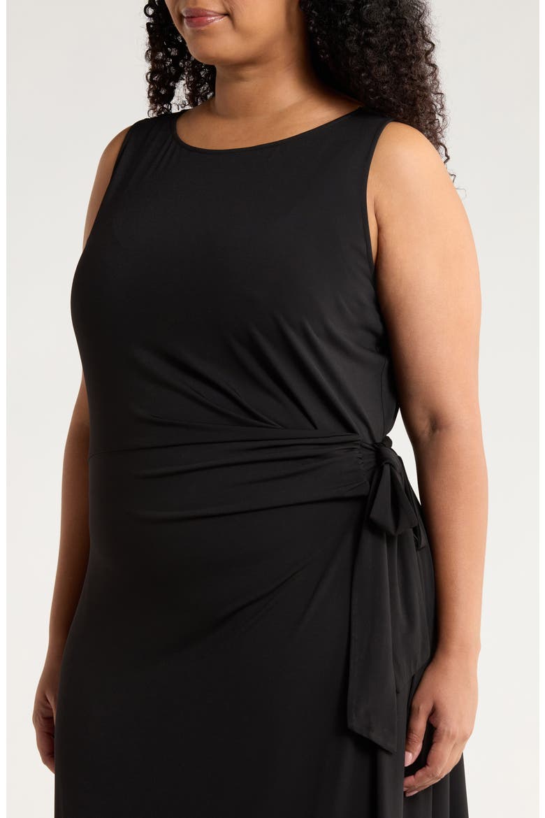Amary Tie Waist Knit Midi Dress, Alternate, color, BLACK