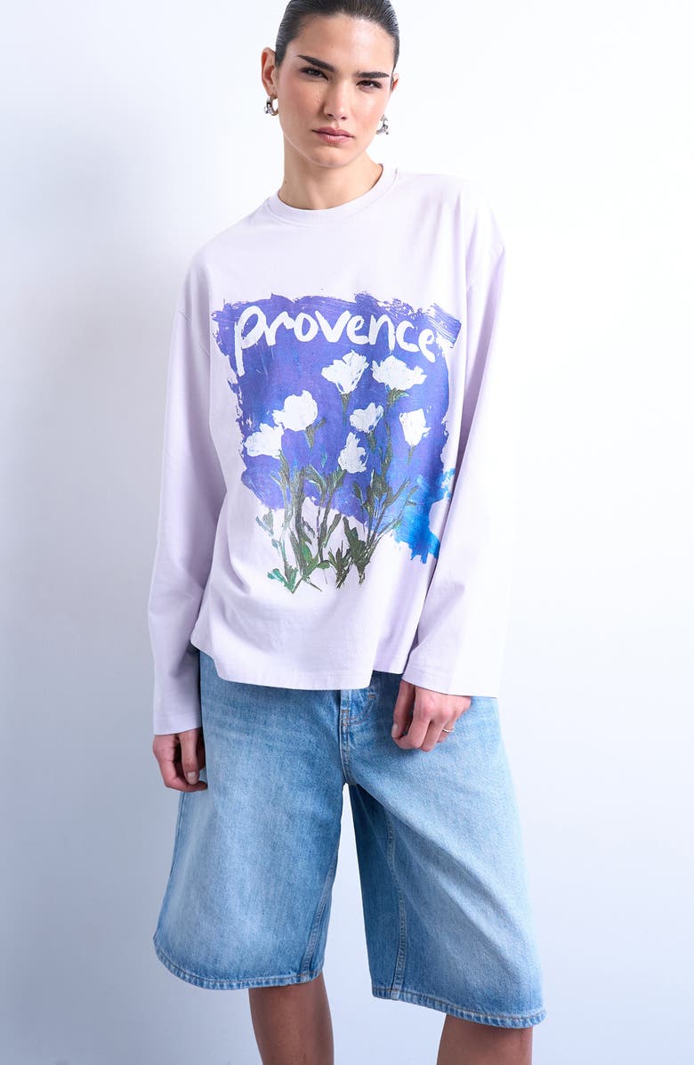 Topshop Provence Graphic Long Sleeve T-Shirt, Main, color, Lilac