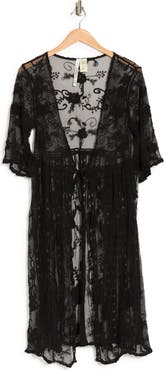 Forgotten Grace Crochet Lace Tie Front Duster