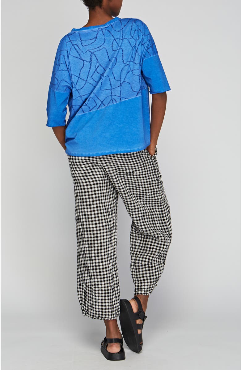 LUUKAA Rio Checkered Gauze Linen Pants, Alternate, color, Black