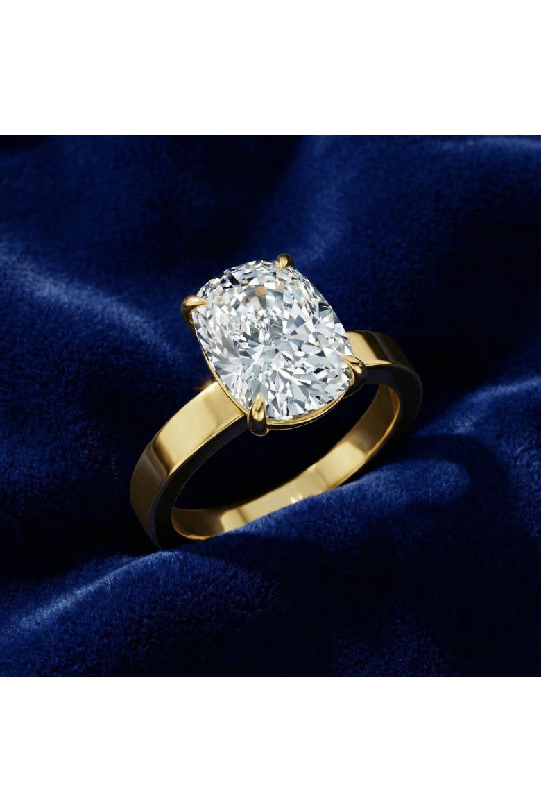 Certified 2Ct Cushion Diamond Cigar Band Engagement Ring 14k Gold Lab Grown, Alternate, color, 14k Yellow Gold