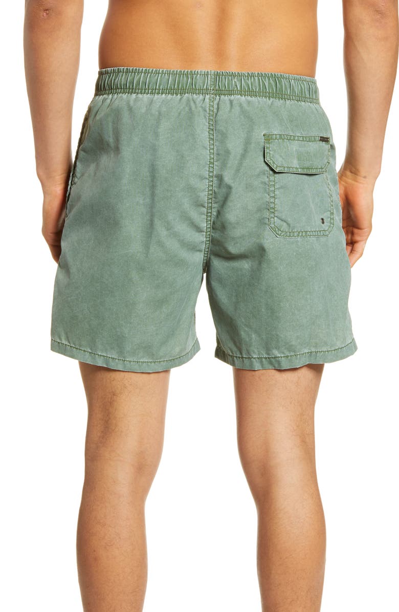 Vintage Summer Solid Washed Nylon Swim Trunks, Alternate, color, 