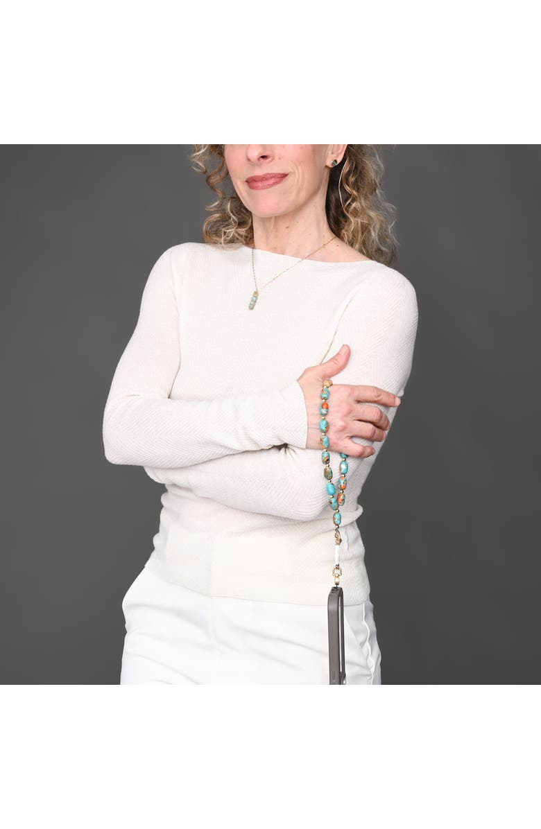 Starfish Project Sierra Bloom Turquoise Emperor Stone Beaded Phone Wrist Strap, Alternate, color, Turquoise