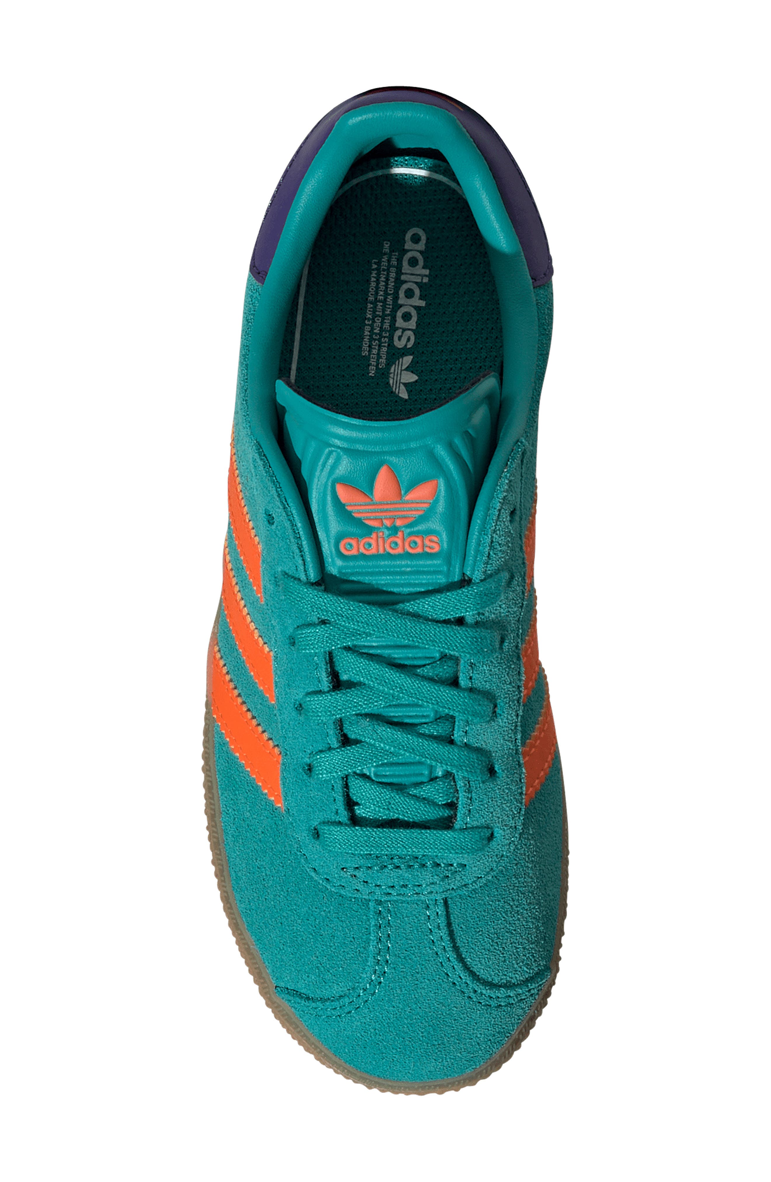 Kids' Gazelle Low Top Sneaker, Alternate, color, TEAL/ IMPACT ORANGE/ PURPLE