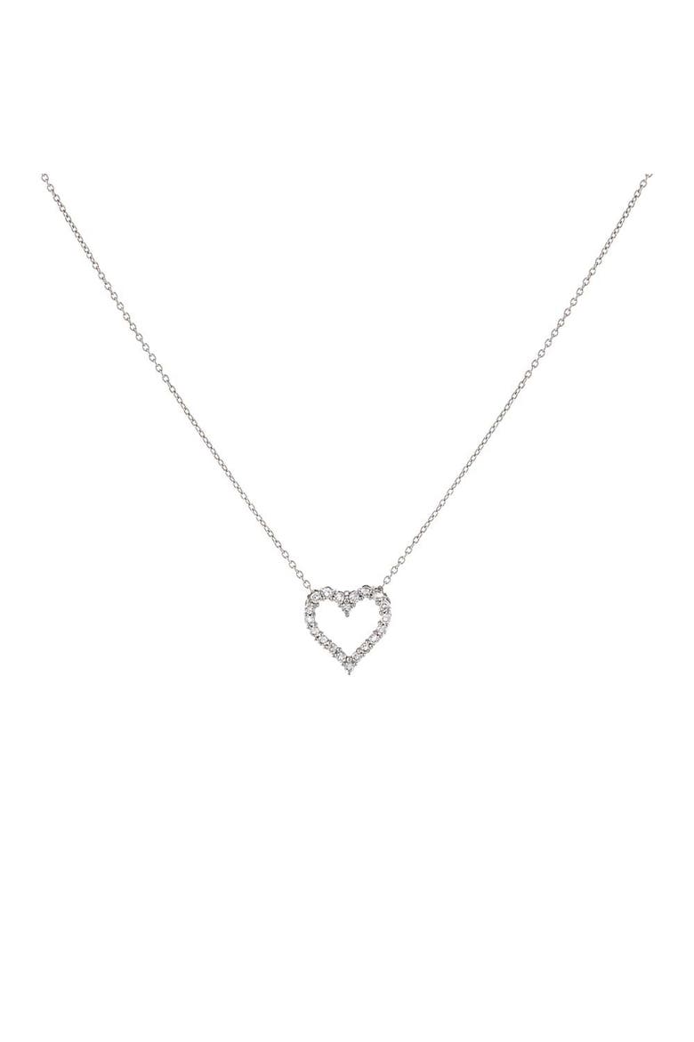 Classic Diamond Heart Necklace 14K, Main, color, 14K White Gold