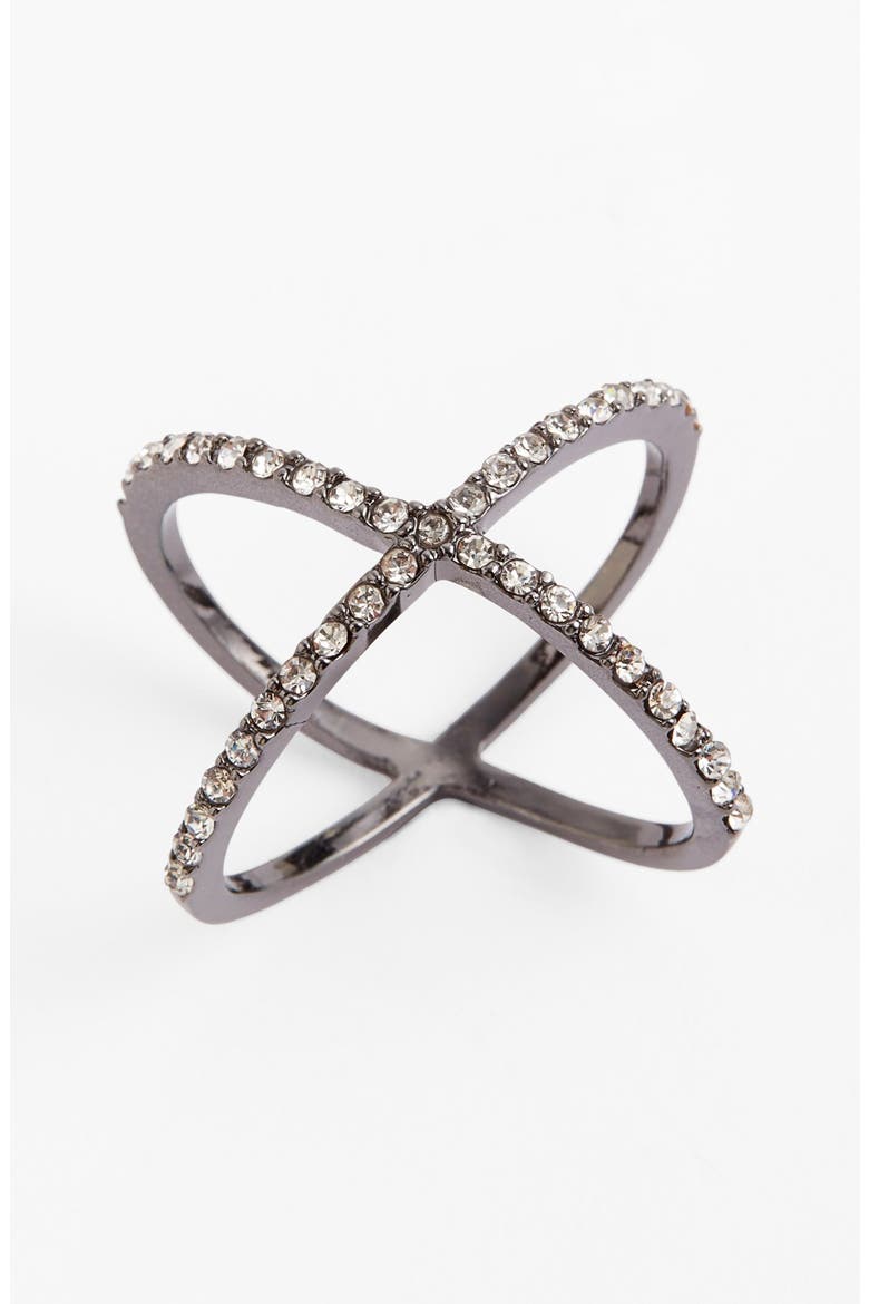 'Mason' Crystal Ring, Main, color, CLEAR/ HEMATITEDNU