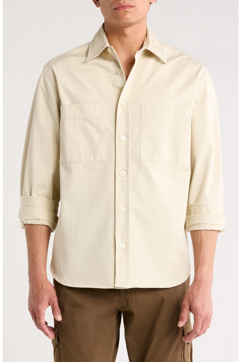 C-Owen Cotton Button-Up Shirt, Main, color, OPEN WHITE