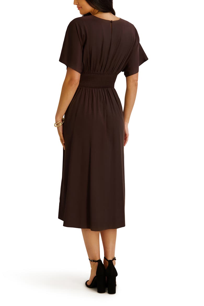 Short Sleeve Fit & Flare Midi Dress, Alternate, color, CHOCOLATE