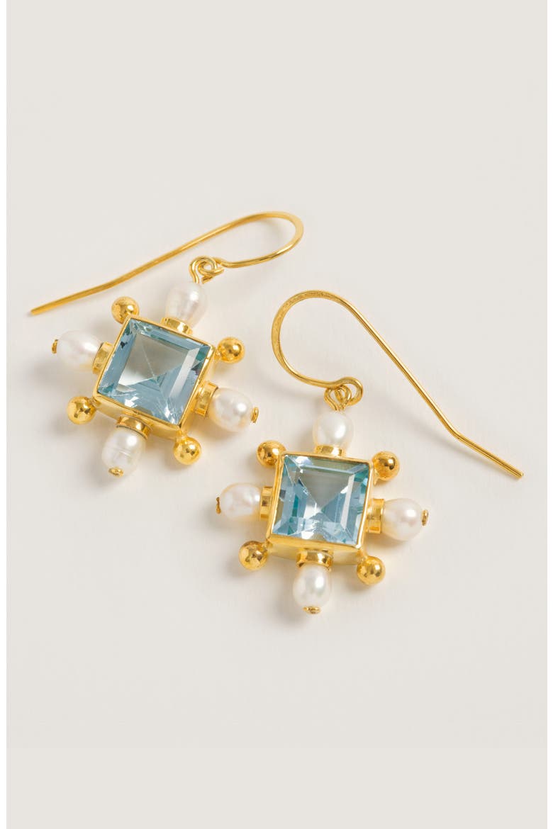 Blue Topaz Cross Earrings, Alternate, color, Blue