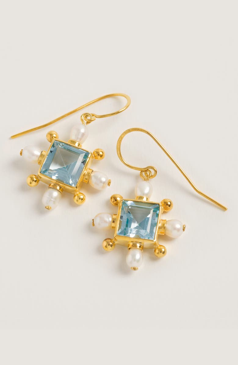 Freya Rose Blue Topaz Cross Earrings, Alternate, color, Blue