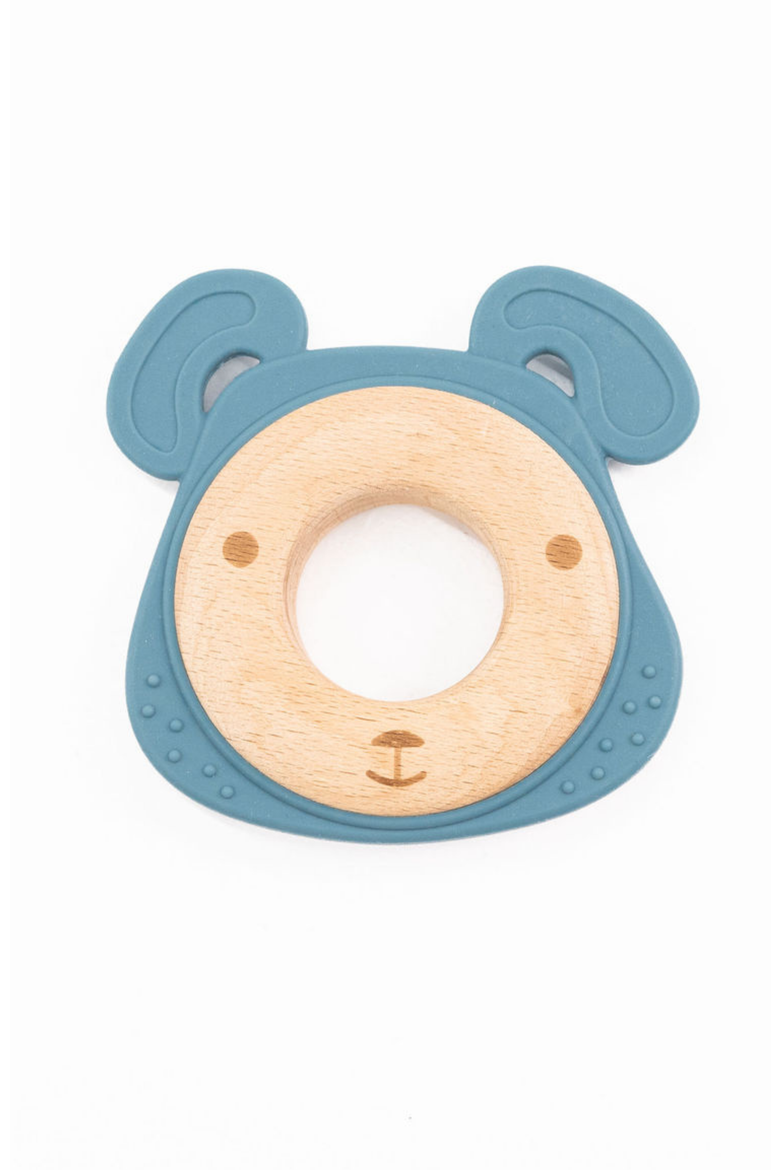 Silicone & Wood Baby Teethers, Main, color, Blue Dog