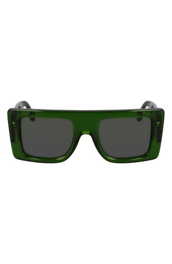 Victoria Beckham Vb Monogram 51mm Rectangular Sunglasses In Green