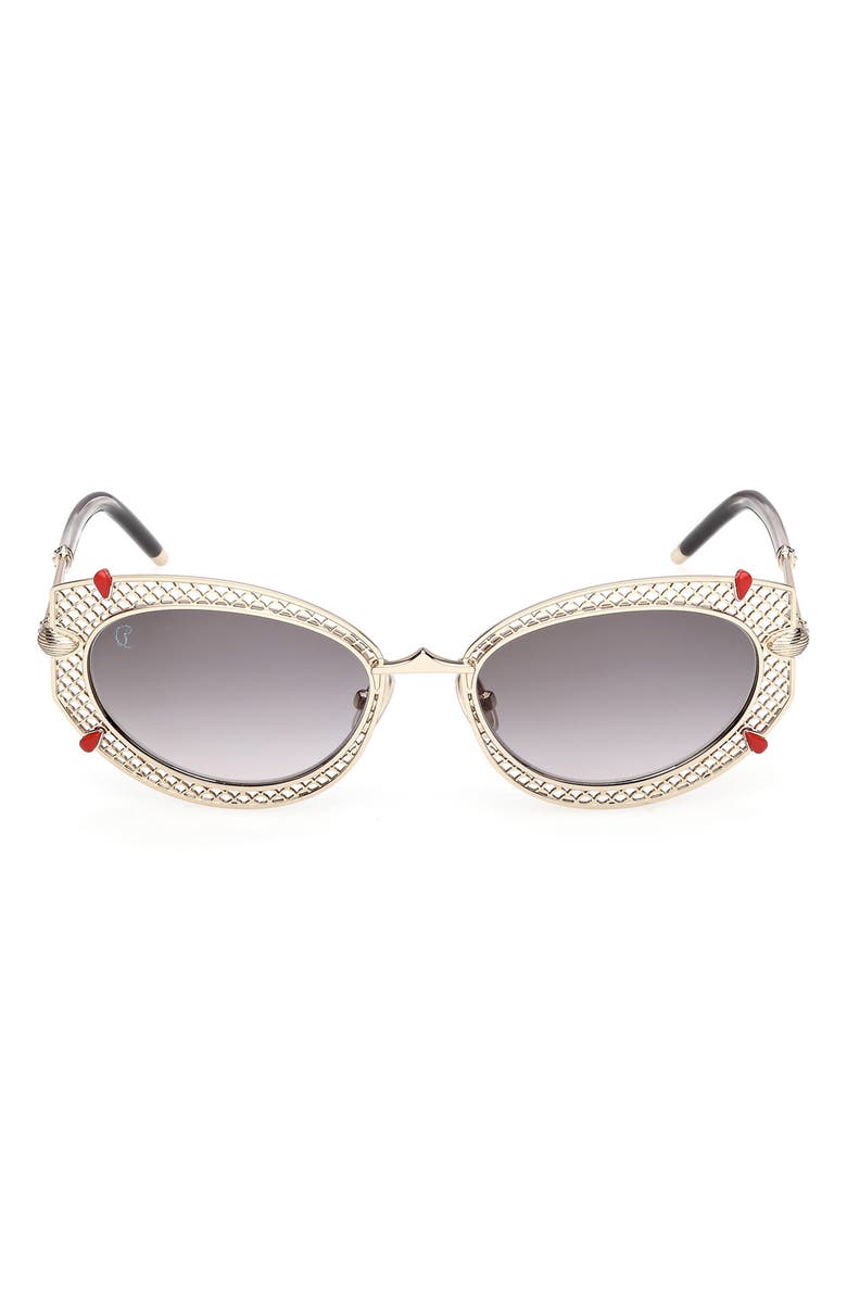 Christian Louboutin 54mm Oval Sunglasses, Main, color, Pale Gold / Zeiss Smoke Lens