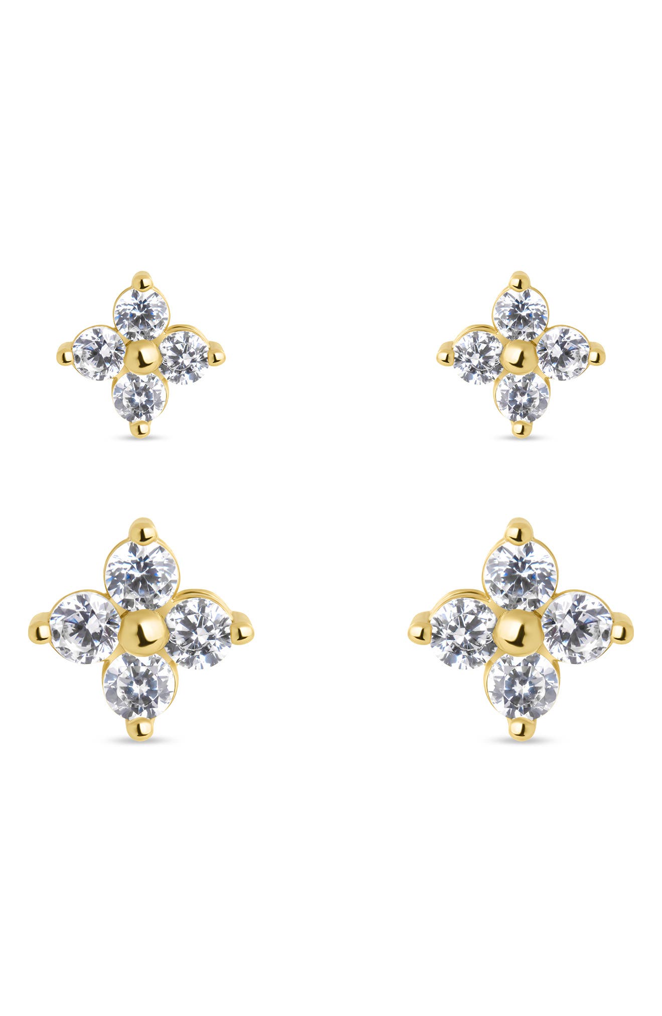 Sterling Forever CZ Cluster 2-Pack Stud Earrings