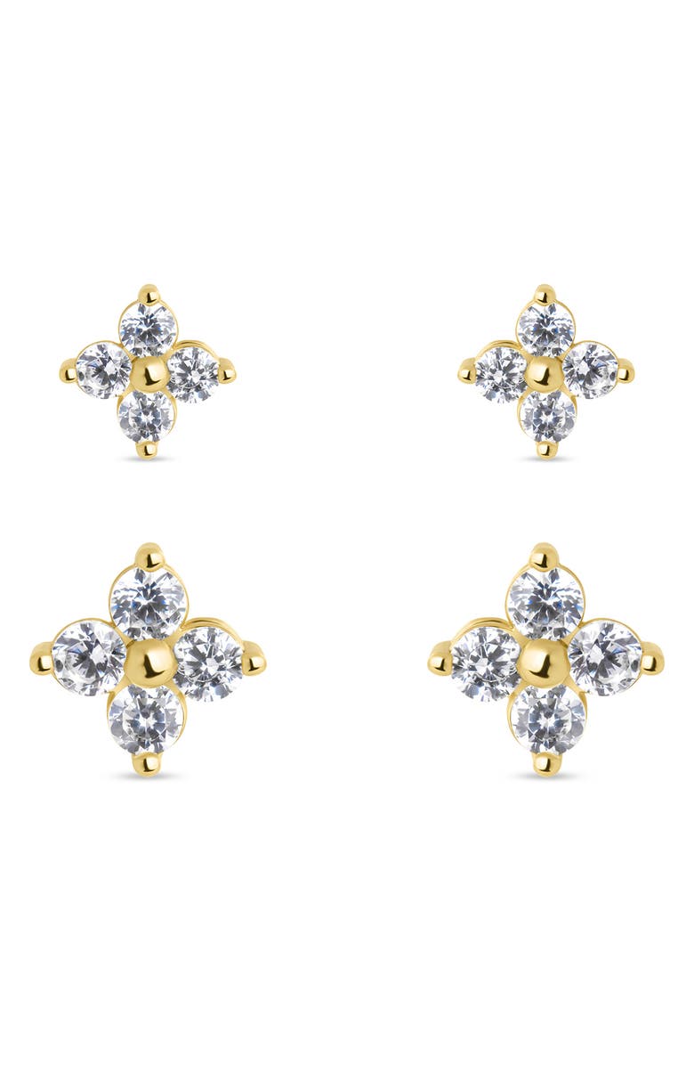 Sterling Forever CZ Cluster 2-Pack Stud Earrings, Main, color, Gold