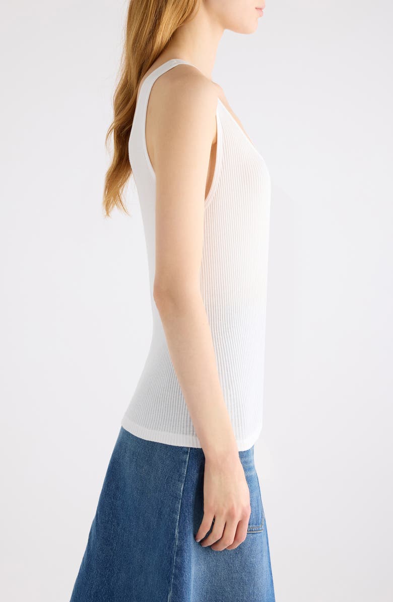 Chloé Logo Embroidered Cotton Rib Tank, Alternate, color, White