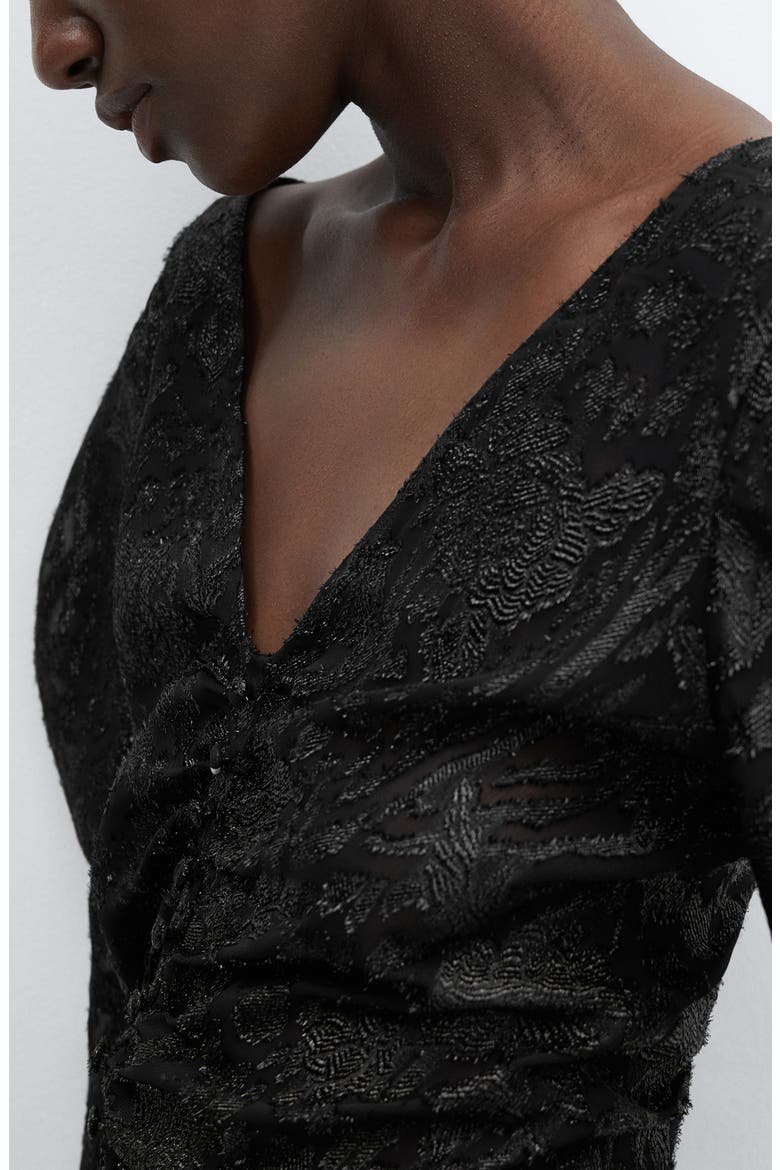 Floral Fil Coupé Jacquard Knit Top, Alternate, color, BLACK