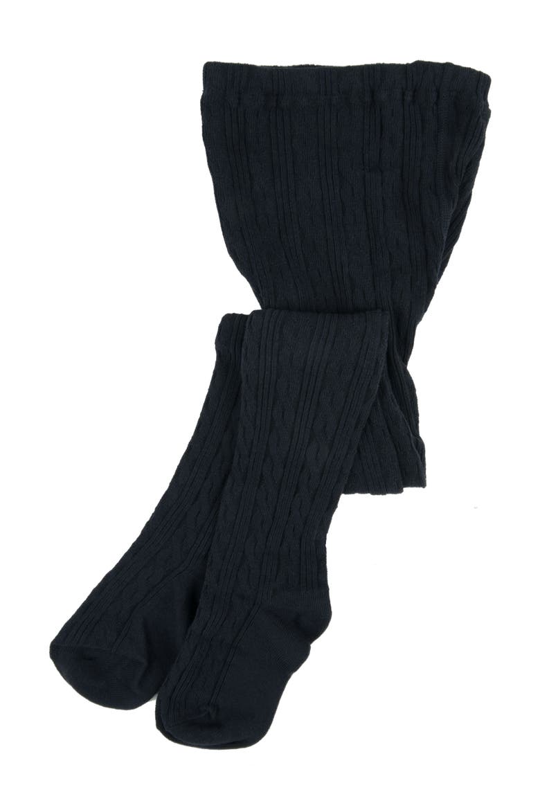 Girls Cable Knit Tights, Cotton Blend, Main, color, Navy