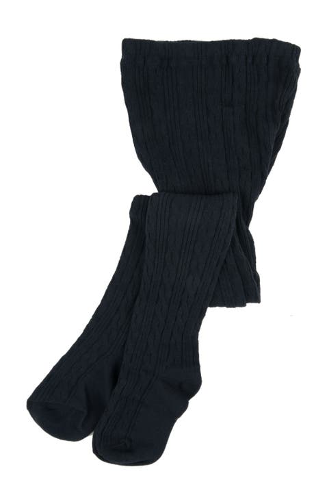 Girls Cable Knit Tights, Cotton Blend