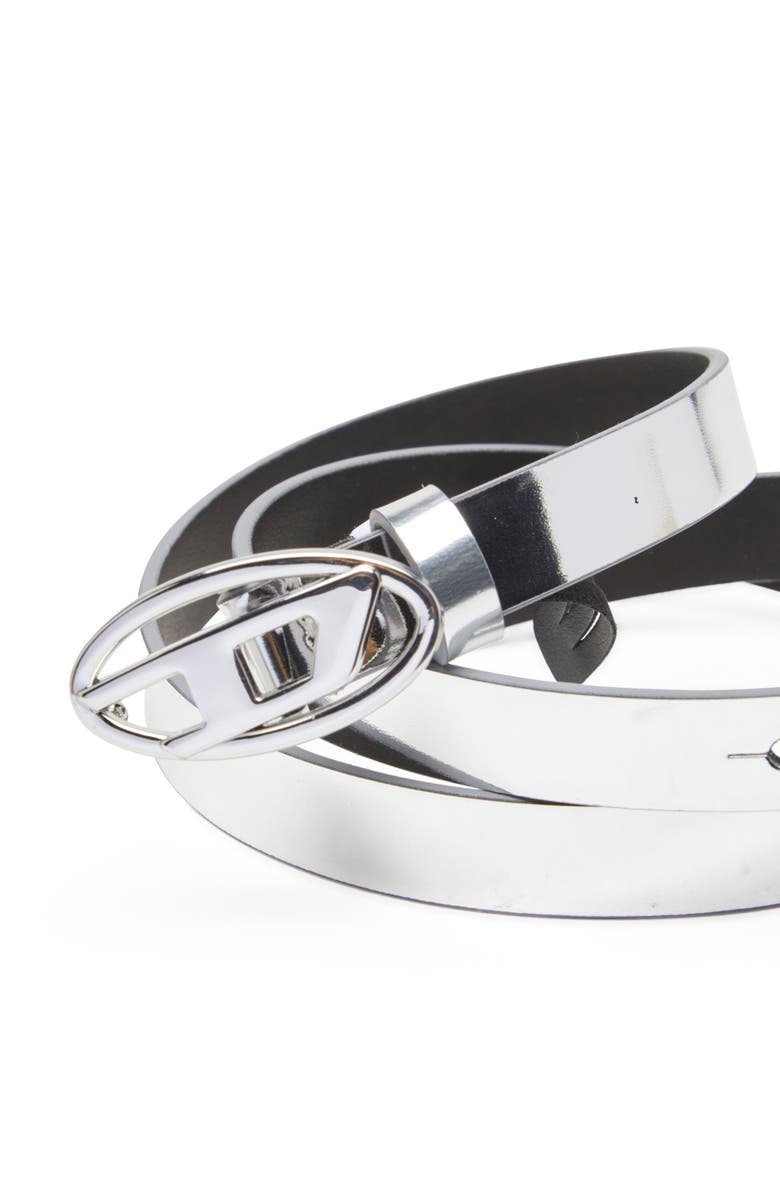 DIESEL<sup>®</sup> Oval D Buckle Metallic Belt, Alternate, color, Silver