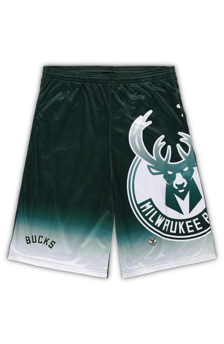 FANATICS Men's Fanatics Branded Hunter Green Milwaukee Bucks Big & Tall Graphic Shorts, Main, color, Hunter Green