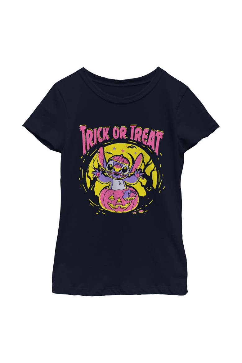Girls' Halloween Trick Or Treat Short Sleeve Graphic T-shirt, Main, color, Navy Blue