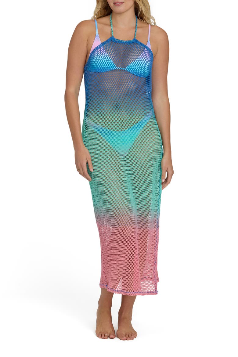 Sun Vision Open Stitch Cotton Cover-Up Midi Dress, Main, color, TRUE BLUE