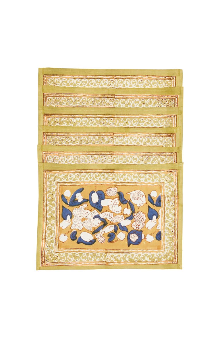 Forest Harvest Mats, Alternate, color, Mustard/Blue 15" x 18"