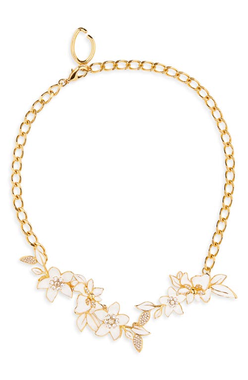 Oscar De La Renta Crystal-embellished Floral Chain Necklace In Gold