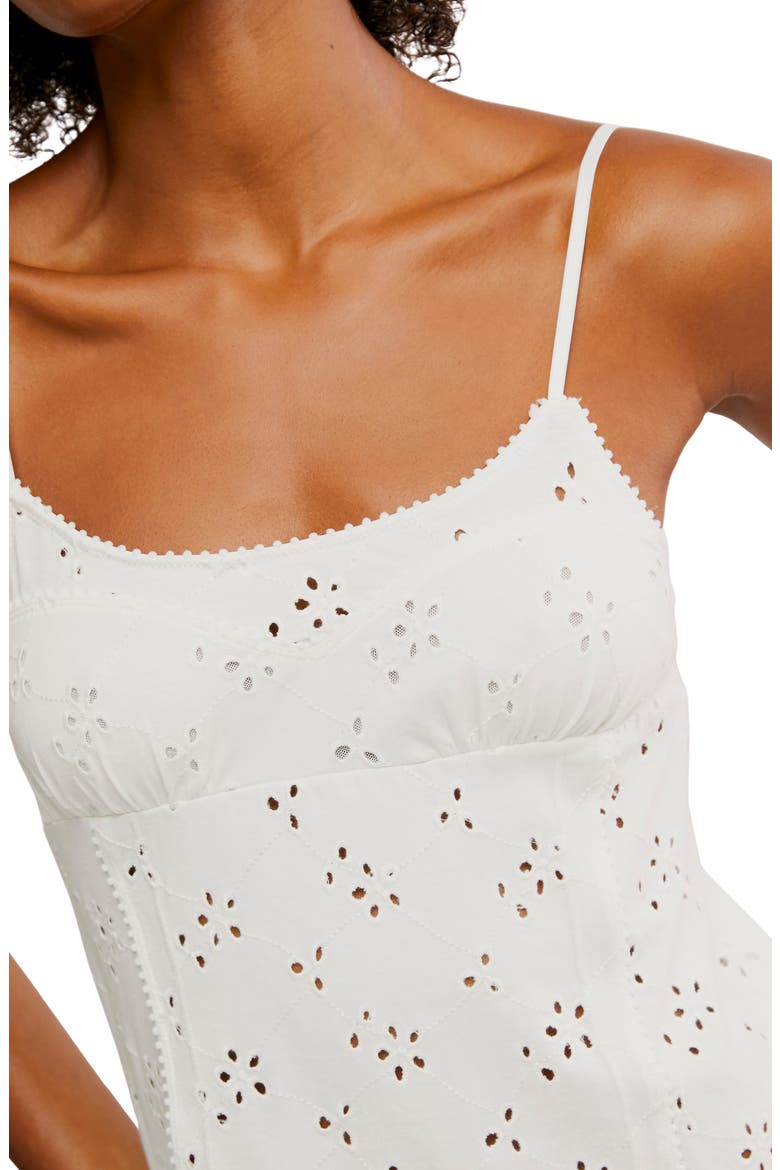 Full Bloom Stretch Cotton Eyelet Mini Slipdress, Alternate, color, IVORY
