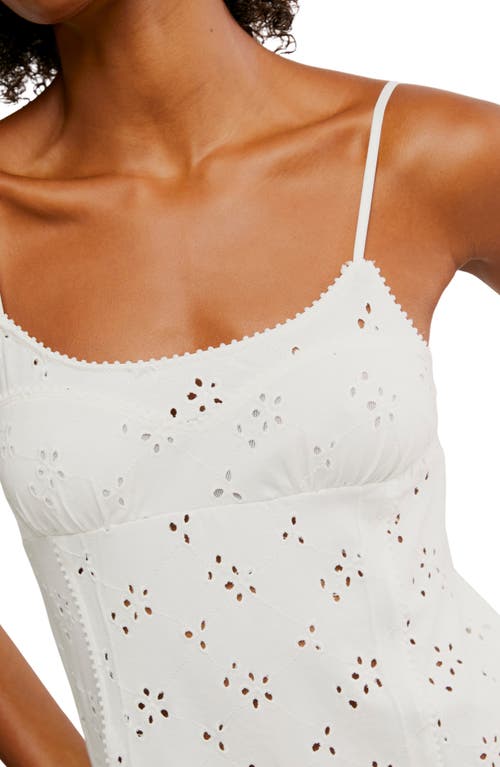 Free People Full Bloom Stretch Cotton Eyelet Mini Slipdress In Neutral
