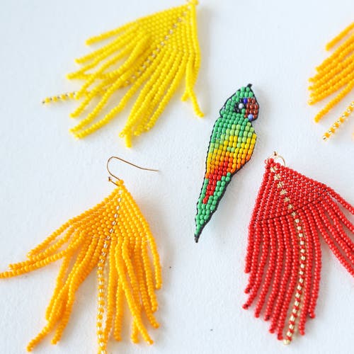 Fosterie Flower Carnation Embera Earrings In Pink