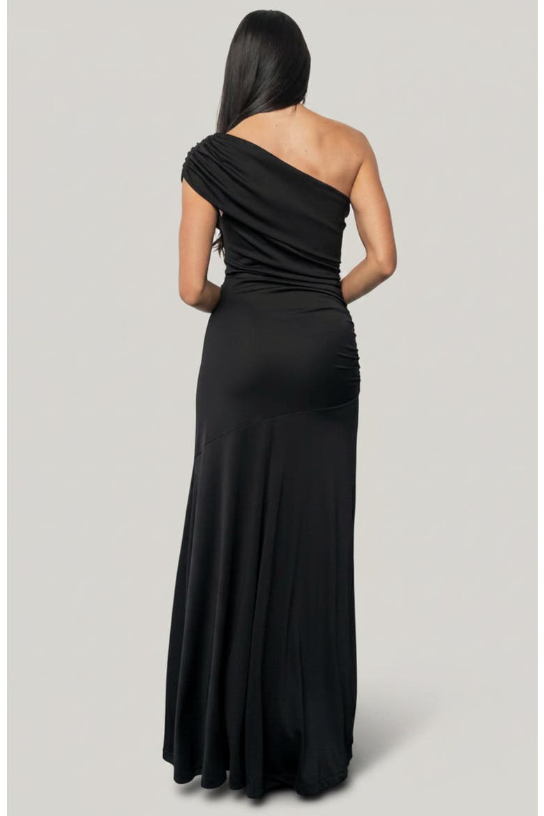 Leon One Shoulder Gown, Alternate, color, Black