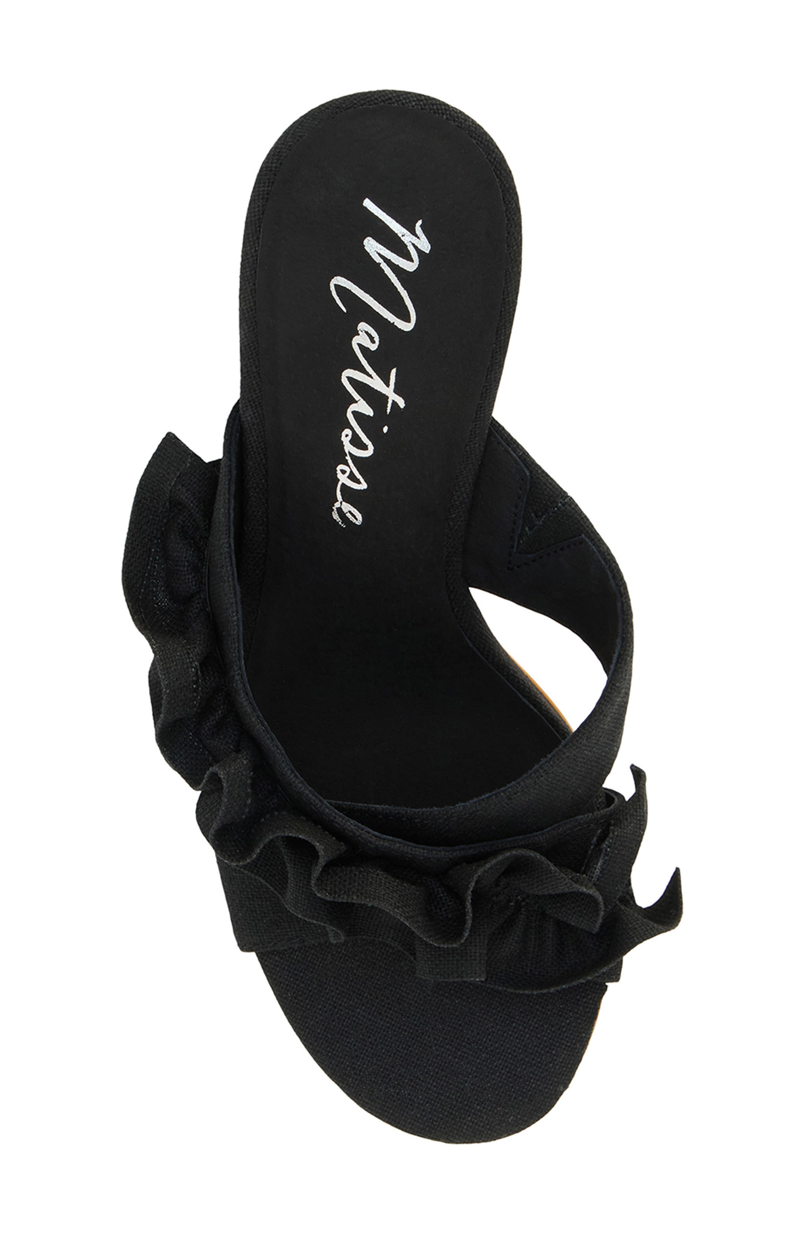 Matisse Ruffle Strap Block Heel Mule Sandal, Alternate, color, Black