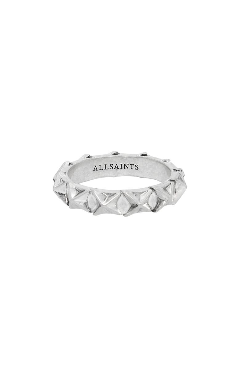 AllSaints Men's Square Stud Ring, Main, color, Warm Silver