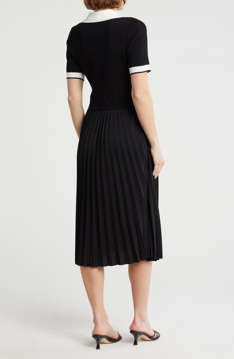 Nanette Lepore Mix Media Knit Pleated Midi Dress, Alternate, color, 