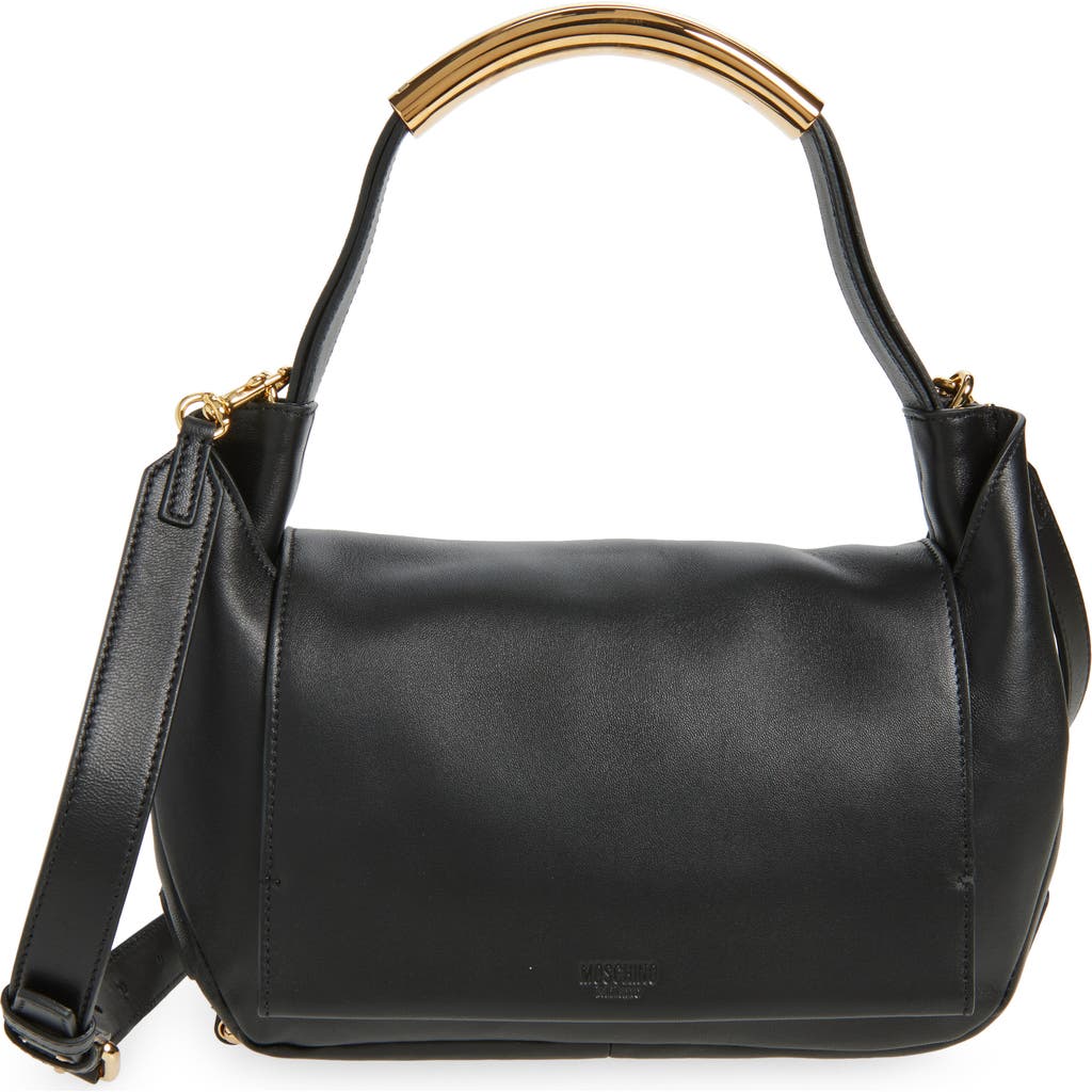 Moschino Handle Me Leather Shoulder Bag in Black  product
