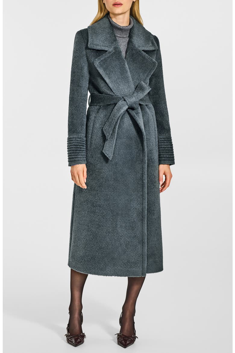 Bouclé Wool & Alpaca Blend Wrap Coat, Main, color, GRAPHITE