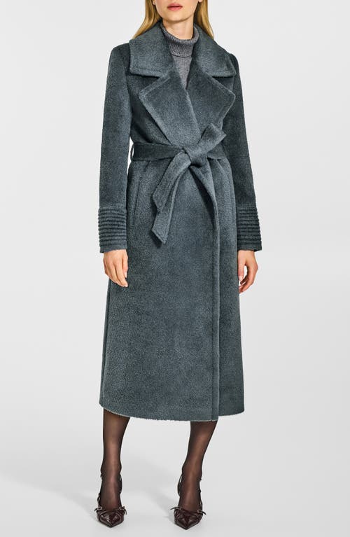 SENTALER Bouclé Wool & Alpaca Blend Wrap Coat in Graphite  product